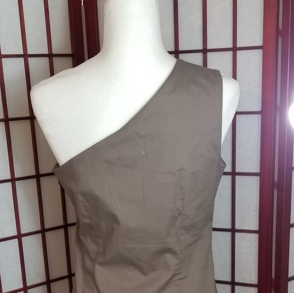 Gap one arm side zipper knee length green khaki dress - Picture 4 of 7